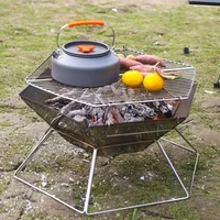 Portable Wood Stove Brazier Camping Fire Wood Heater Folding Hike Barbecue BBQ Grill Stand Outdoor Camping 2