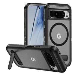 Luxury Folding Magnetic Armor Phone Case - Shockproof Hybrid Protective Cover for Google Pixel 8 (Clear Black)
