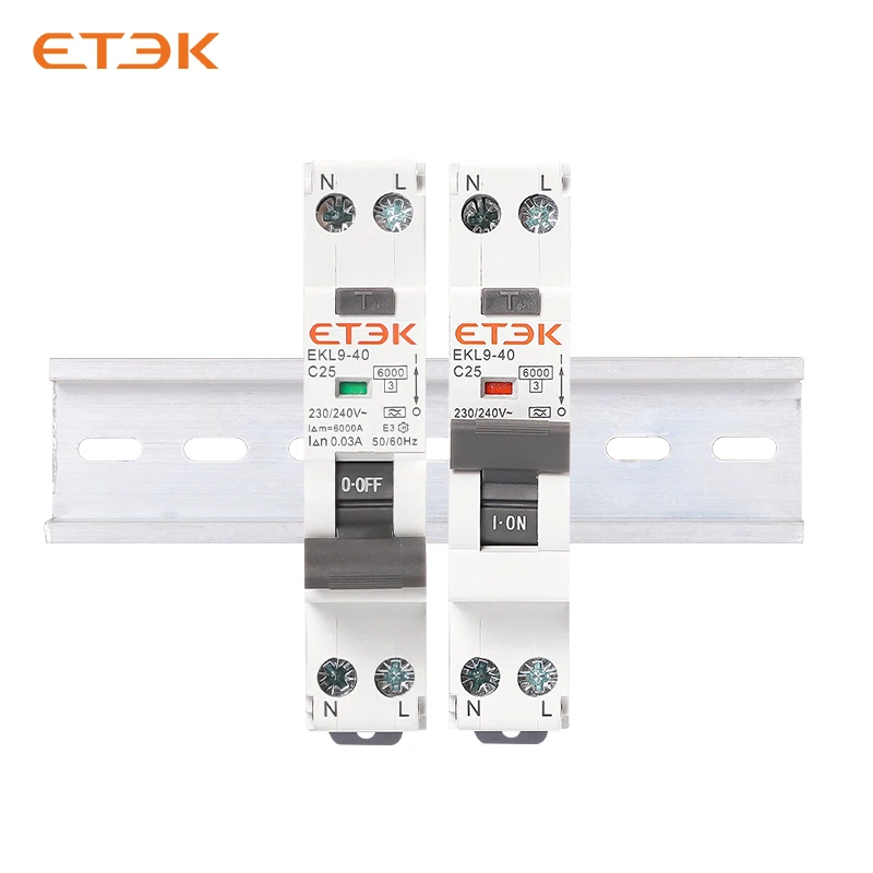 ETEK A Type 2Pole 18mm Residual Automatic circuit breaker DPN Over Current Leakage Protection 30mA EKL9