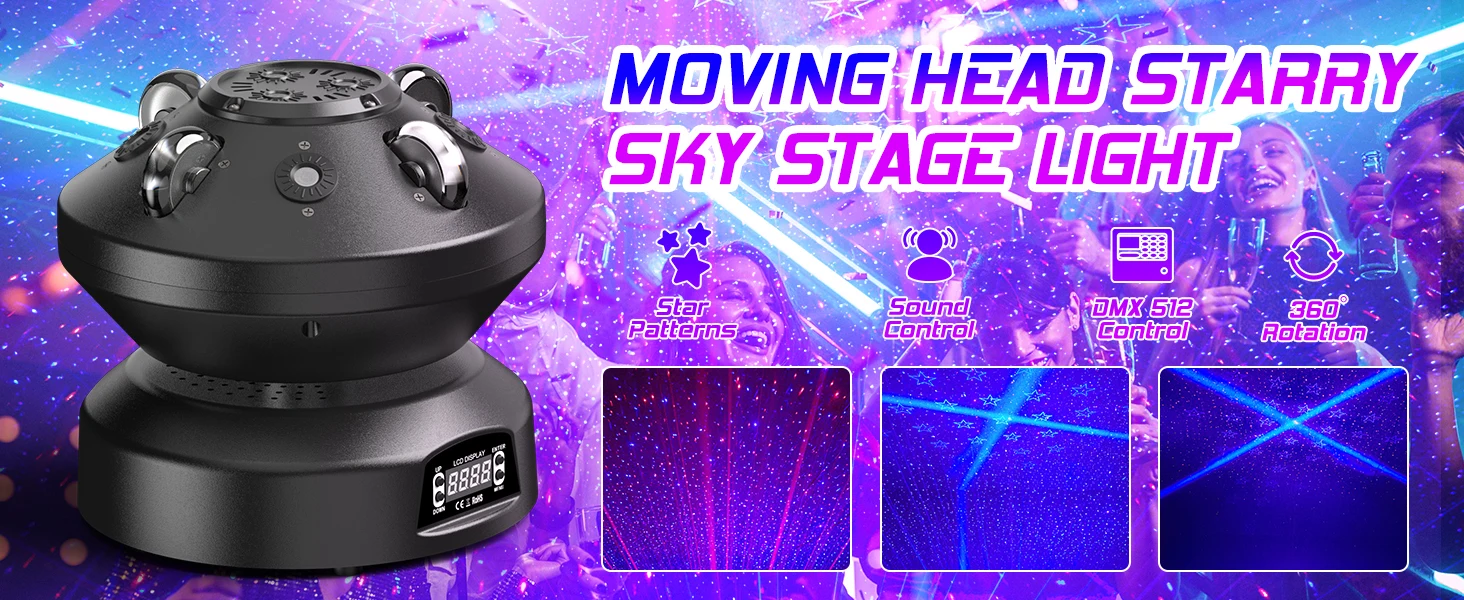 Description Picture 2 of item60W Moving Head Light Star Light Stage Light Fieryzeal Dance Birthday Bar Karaoke Christmas Wedding Decoration