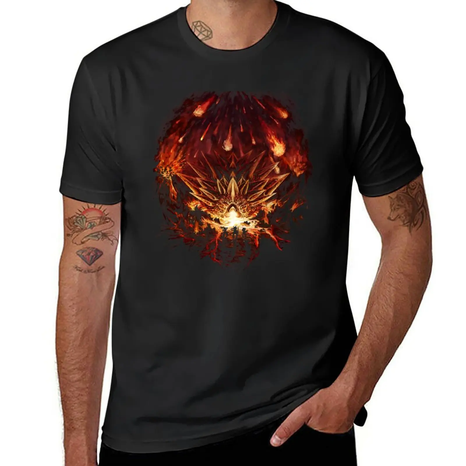 

Chrono Trigger: Fire Rains from the Heavens [Chronicles of Time] T-Shirt Tee shirt tops slim fit t shirts for men