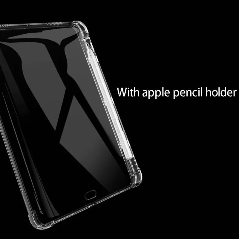 Clear iPad Case with Pencil Holder - Durable, Soft TPU Protective Cover