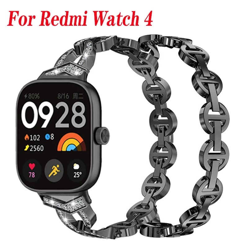 

For Redmi Watch 4 Smartwatch Diamond Strap Metal Bracelet for xiaomi redmiwatch4 Watchband for redmi watch4 Replacement Correa