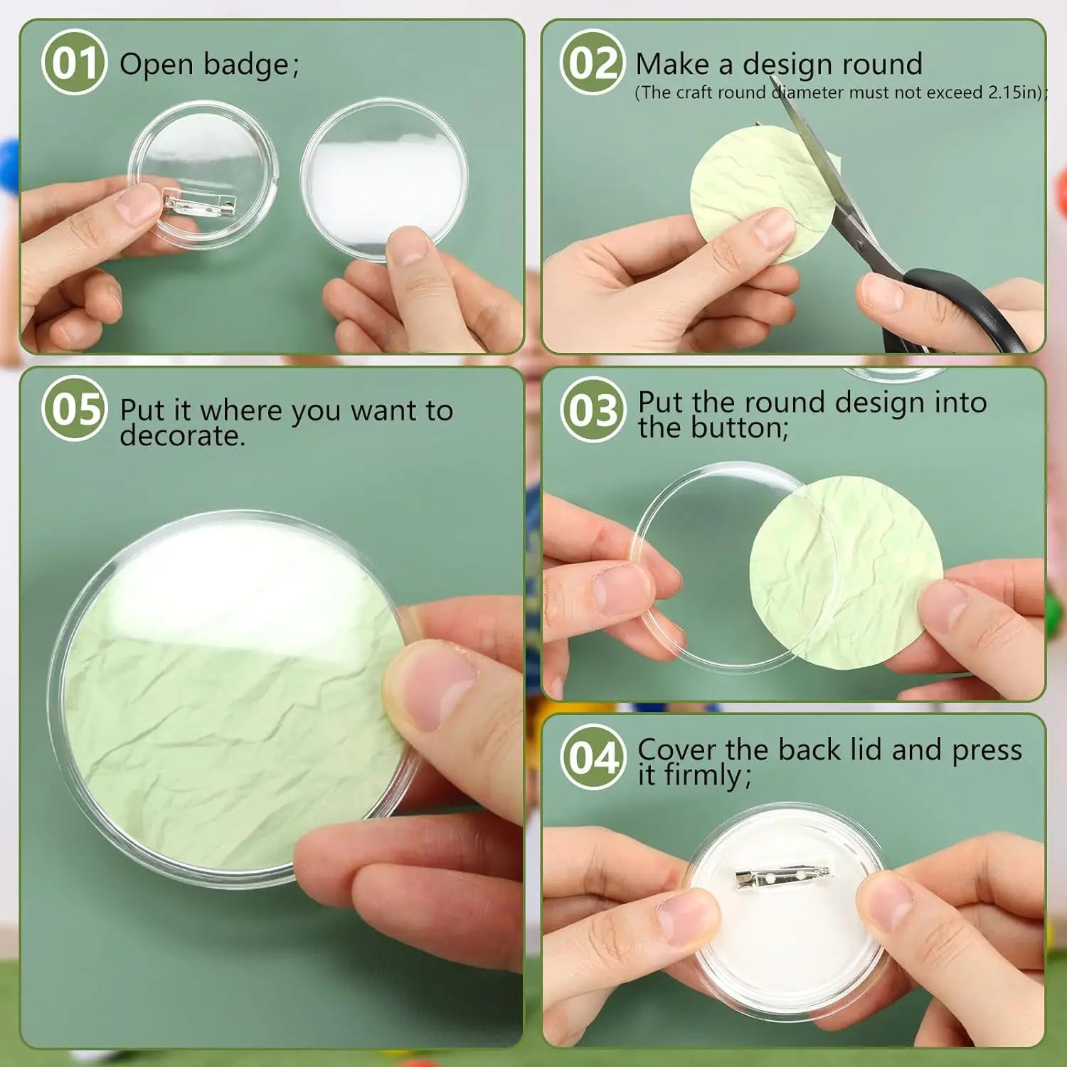Badge parts badge pin button making supplies 20 Sets clear plastic craft button pins bulk blank supplies make your own changeable picture button badges DIY crafts