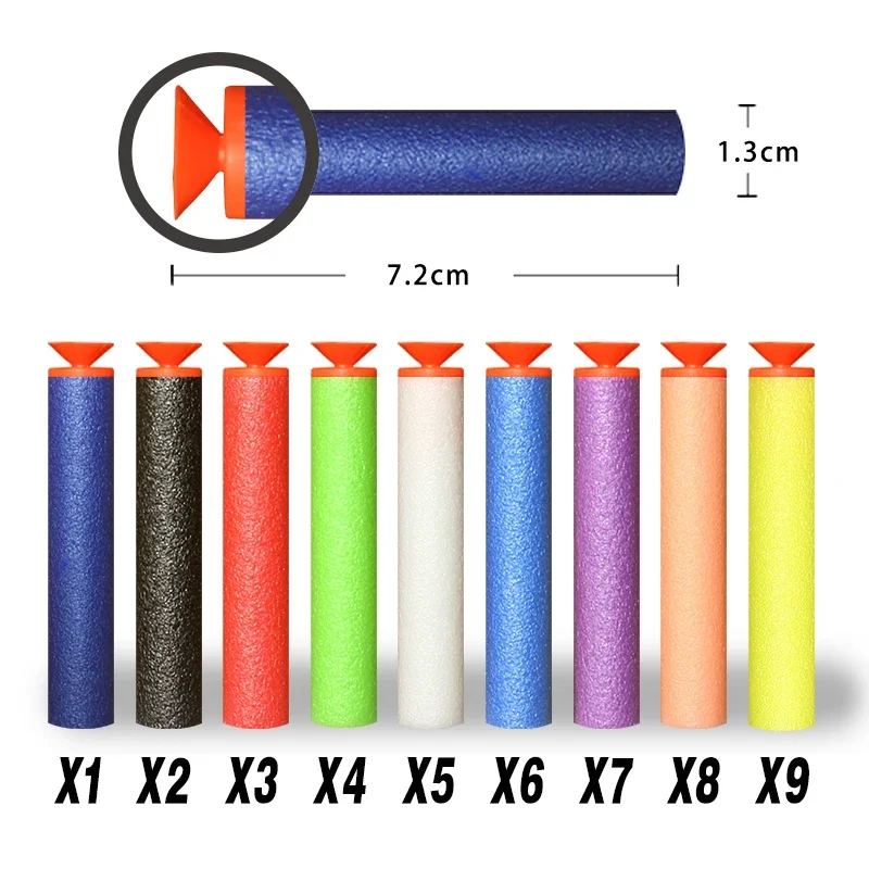 100Pcs Multicolor 7.2CM EVA Soft Hollow Hole Head Refill Darts Toy Gun Bullets for Nerf Series Blasters Kids Gifts
