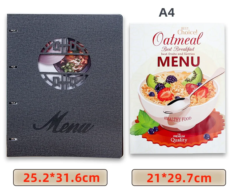 2PCS PU Leather Menu Folder Blank Cover Price List Display Book