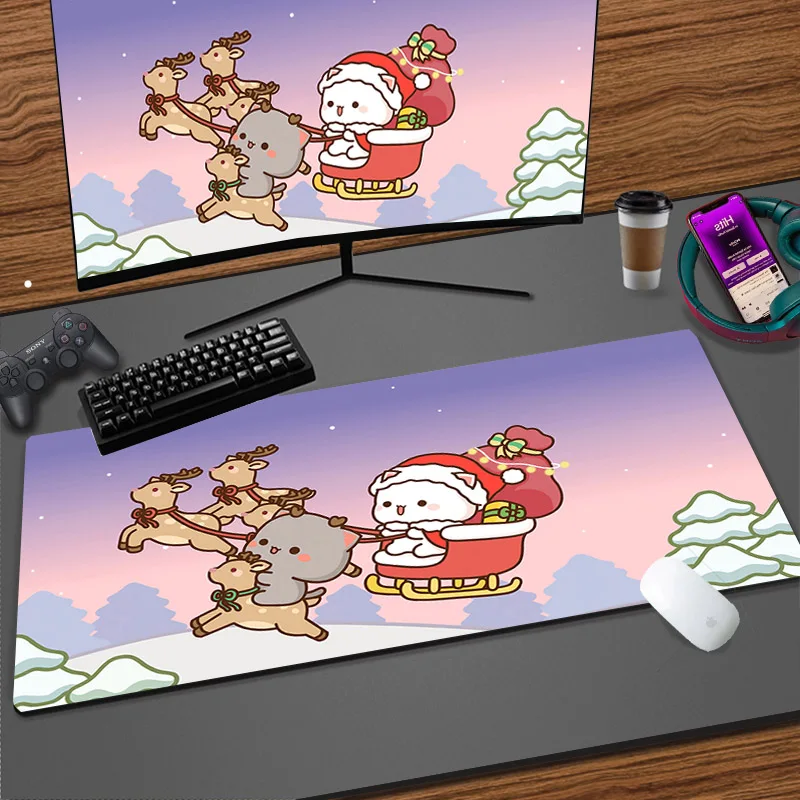 Kawaii Anime Mouse Pad XXL Laptop Office Peach Mochi Cat  Large Table Mat PC Keyboard Gaming Carpet Laptop Game Rubber Mousepad gamwing pugb mobile game controller keyboard and mouse converter