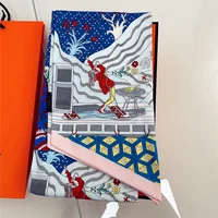 2025 Hot 160Cm New Model The Voice Outside The Window Women's Versatile Double-layer Strip Printed Decorative Twill Silk Scarf