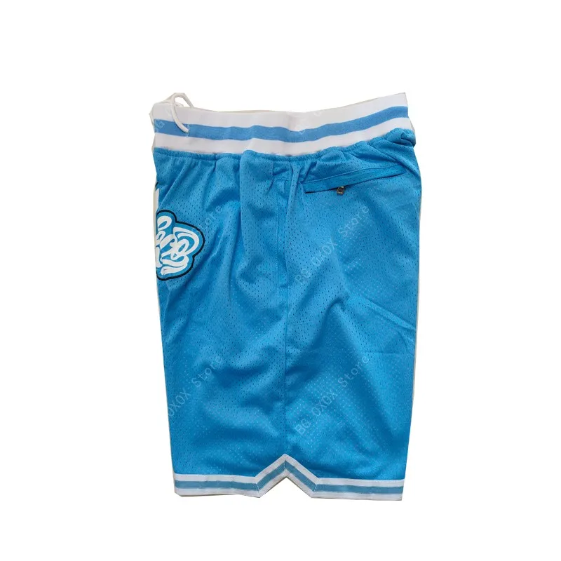 Basketball Shorts Carolina Four pocket zipper Sewing Embroidery High-Quality Outdoor Sport Shorts Beach Pants Blue New 2023