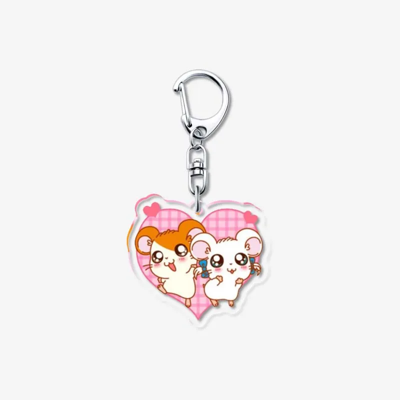Anime Hamtaro Keychain Cute double sided Custom Acrylic Keychain pendant animation accessories Cartoon Key Ring Gift for Friends