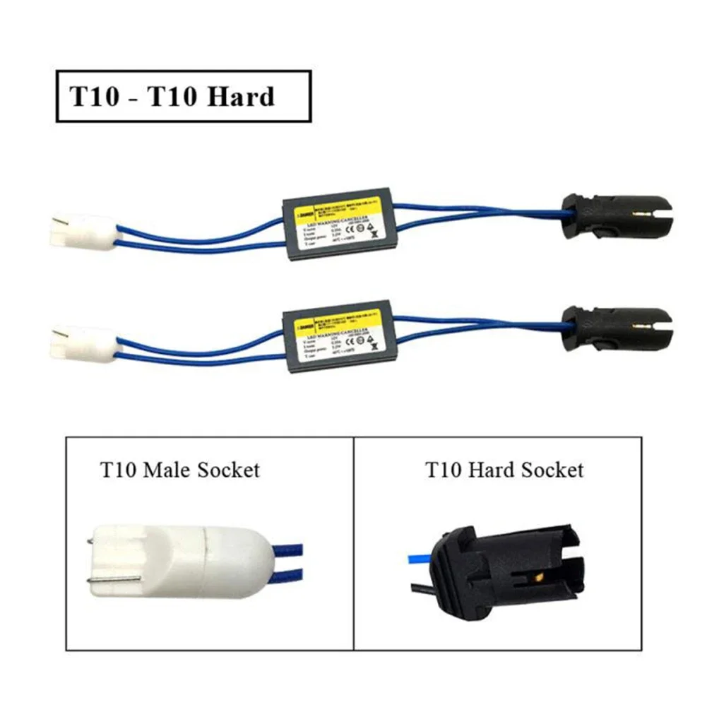 4-2pcs T10 Canbus Decoder Cable Universal 12V LED Load Resistance Decoder Eliminates Light Faults Plug and Play canbus decoder cable