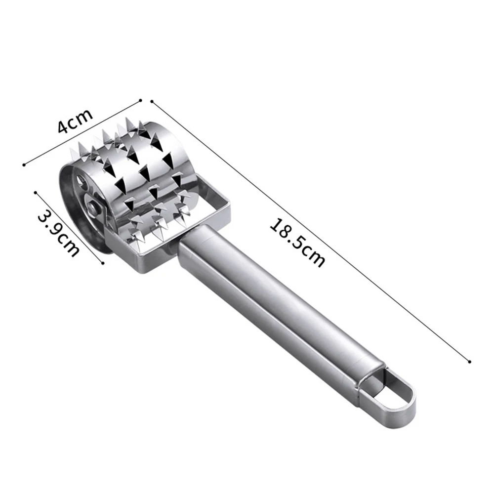 Handheld Meat Tenderizer Stainless Steel Rolling Loose Meat Hammer Roller Tendering Steak Beef Pork Kitchen Cooking Tool