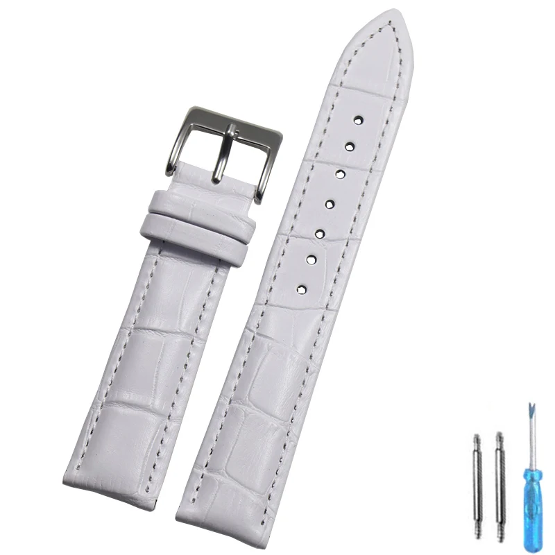 Premium Genuine Leather Watch Strap with Steel Buckle - Includes Tool