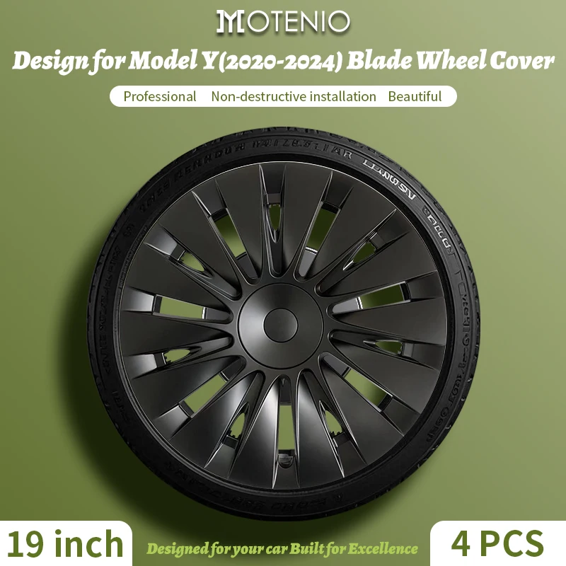 Wheel Cover Cap 4PCS Vehicle Full Coverage Blade Wheel Cover Cap 19 Inch for Tesla Model Y