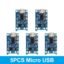 5-Pack Lithium Battery Charger Modules with Dual Protection Functions (5 Pcs Micro USB)