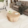 Round Coffee Table, 29.52IN Wooden Coffee Table, Reversible Round Table, Vintage Round Coffee Table Suitable for Bedroom 1