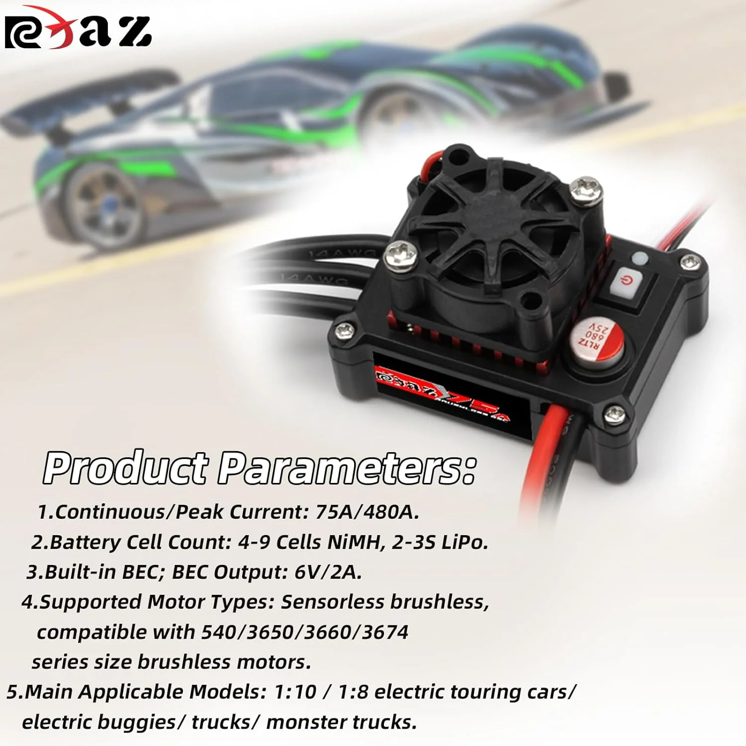 Moteur Brushless 3650 2600KV-6400KV pour Voiture RC 1/10
