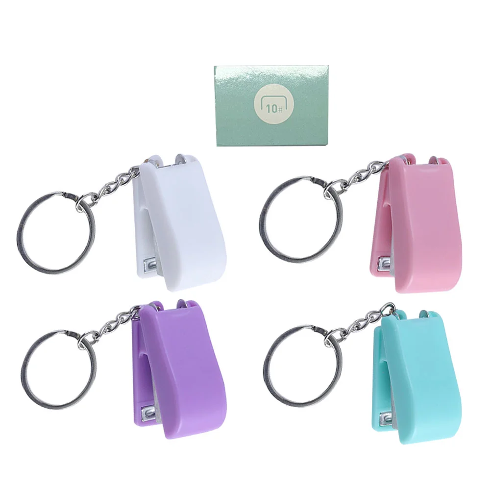 

Keychain Stapler Hanging Mini Staplers Pendant Tool Ring Paper Metal Portable Office Student Tools Chains for Car Keys