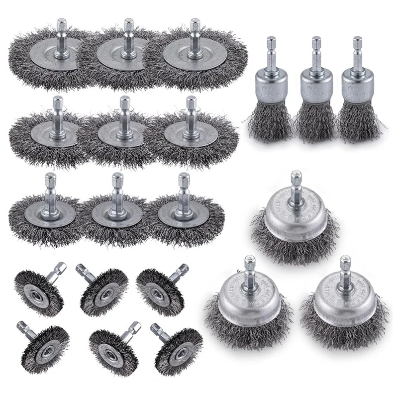 

Проволочная щетка для набора дрели, абразивный проволочный диск для дрели, шестигранный хвостовик 1/4 дюйма, Проволочная круглая щетка для дрели, набор проволочных щеток для дрели