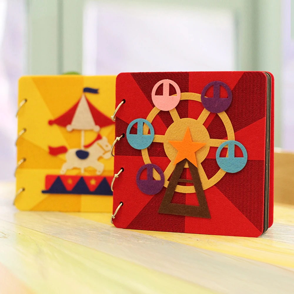 15 Pagine Creative Wool Felt Cover Album Fotografico Fai Da Te Scrapbooking A Fogli Mobili Memoria Autoadesiva Fotos Photobars Collect Book