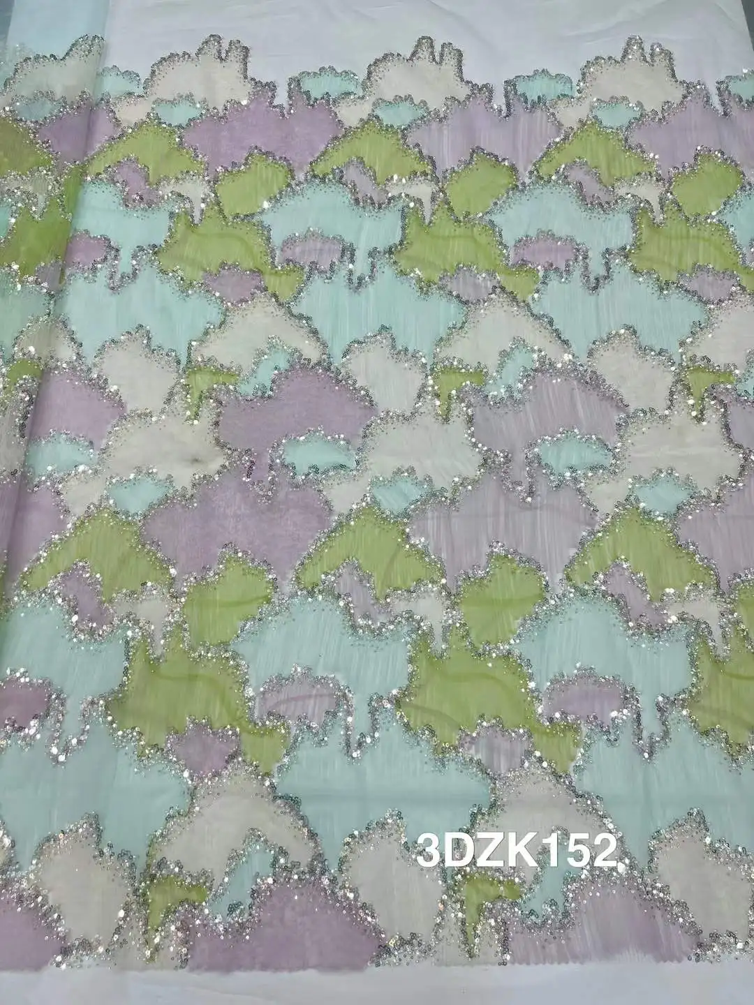 African Embroidery Beaded Lace Fabric Nigerian Sequins Lace Fabric For Wedding Party