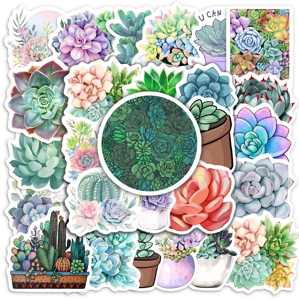 Cute Succulent Potted Stickers DIY Kids Toys Gift Decorative Decal for Scrapbook Laptop Phone Luggage Bottles Waterproof