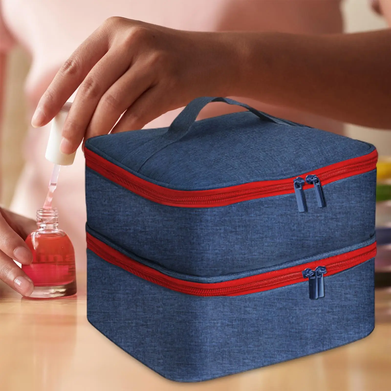 Storage Bag,Nail Polish Organizer Case Carrying Tote Bag, Zipper Pocket for