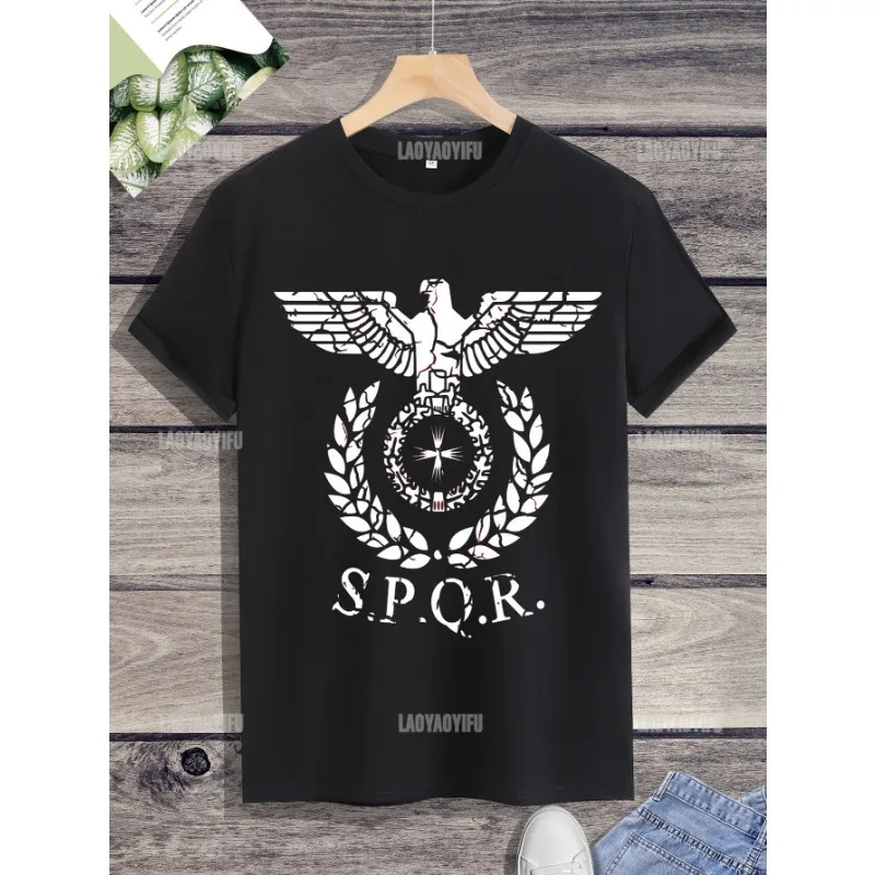 

Classical Roman History Carthago Delenda Est Latin Quote Tee Men Short Sleeve SPQR T Shirt Imperial Golden Eagle T-shirt