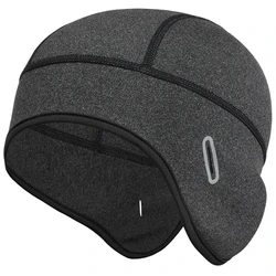 Cozy Winter Fleece Beanie with Ear Warmer and Windproof Protection (Gray - Eyeglass holes)