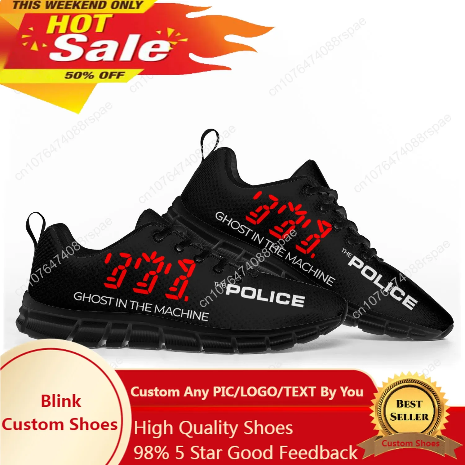 The Police Band Pop Hot Sports Shoes Mens Womens Teenager Kids Children Sneakers Casual Custom High Quality Couple Shoes Black
