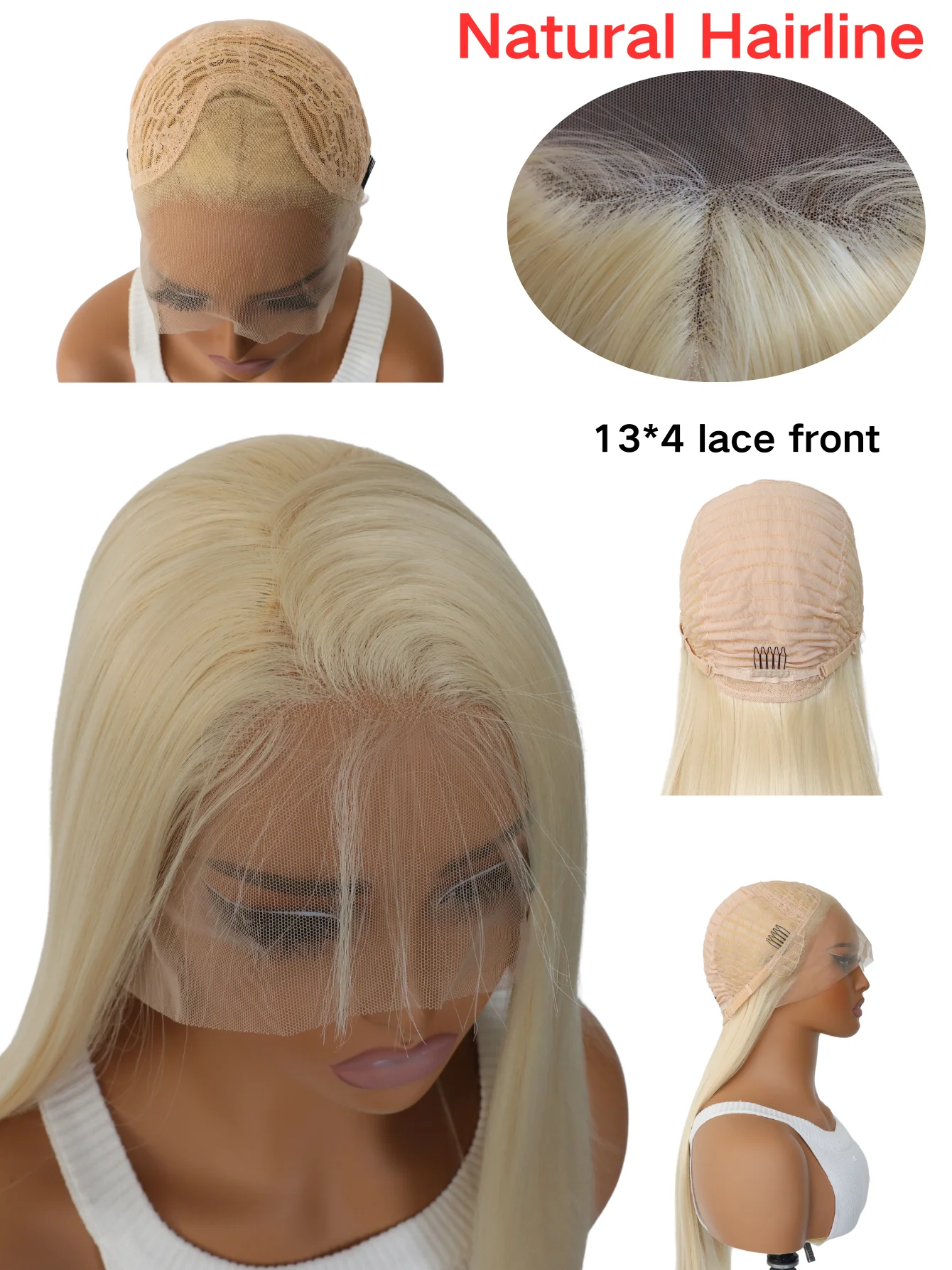 Platinum Blonde Synthetic Lace Front Wigs for Black Women Straight Lace  Wig  Preplucked Heat Resistant Fiber Women's Wig