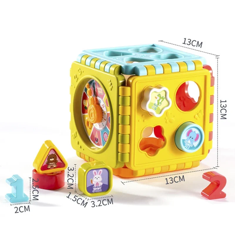 Puzzle Building Block Toy Shape Matching Hexahedron with Number Graphic Cognitive Block for Baby gift puzzle building block toy