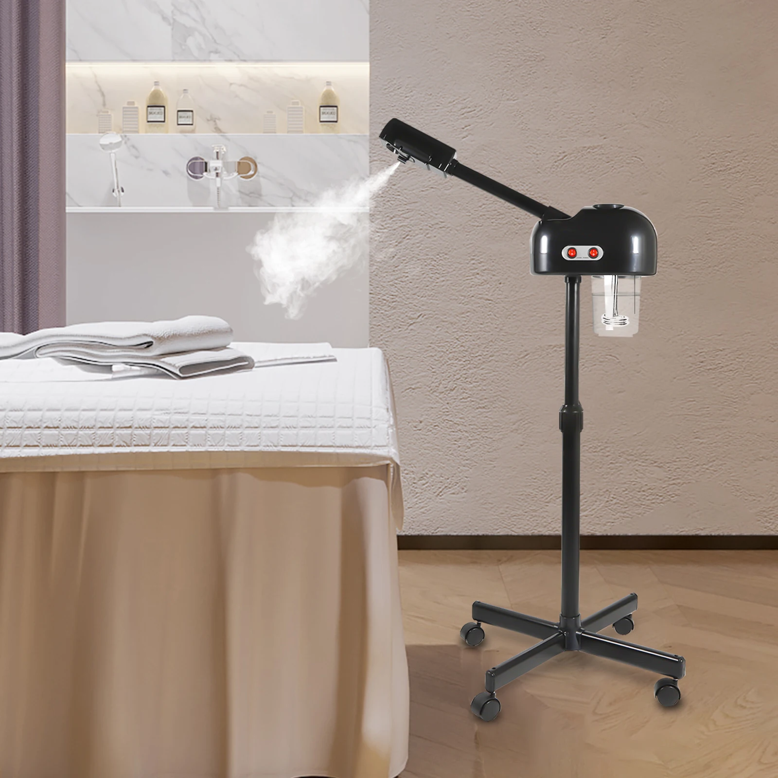 750ml Ozone Facial Steamer Height Adjustable Sprayer 360° Rotatable Movable Skin Care Equipment for Salon Beauty Spa White/Black view 4