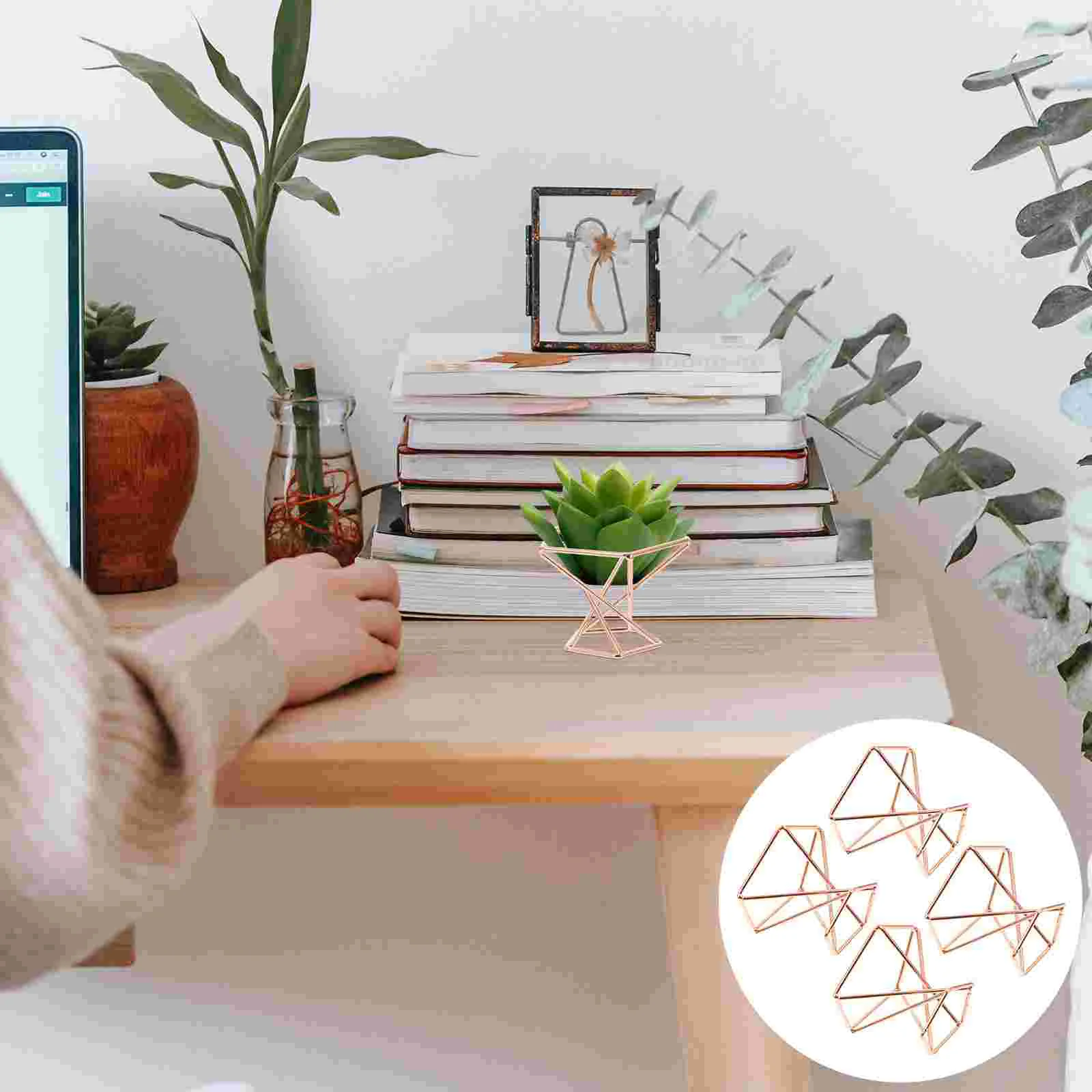 

Air Stand Fern Holders Holder Tillandsiadesktop Gold Hanger Unique Indoor Stands Racks Plants Geometric Planter Display