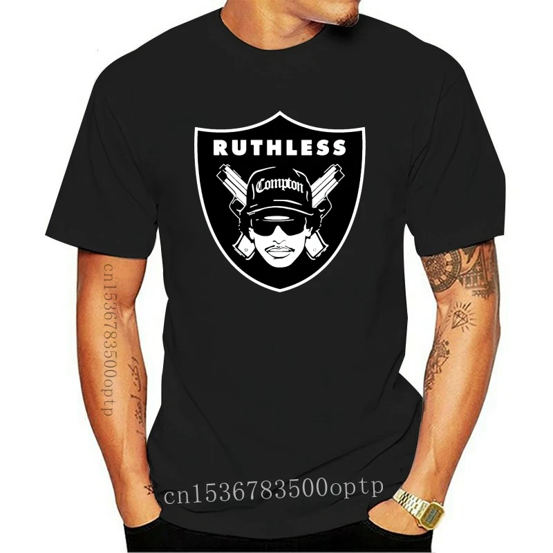 2022 Eazy E T-Shirt Compton Raiders Mens Nwa Oakland Ruthless Records  Straight Outta Free Shipping Light Tee Shirt