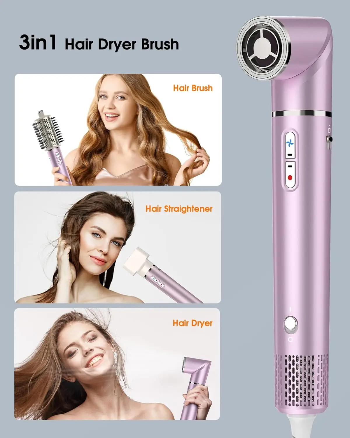 Hair Dryer Brush：Blow Dryer Brush 3 in 1 With 110,000 RPM High-Speed Negative Ionic Blow for Blow Out and Hair Styling