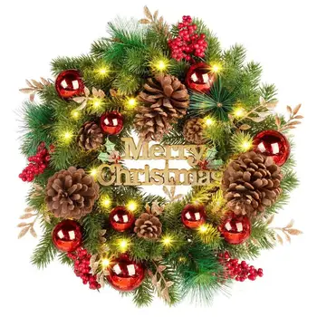 2025 New Christmas PVC Wreath Alphabet Row Bow Front Door Door Hanging Decorations Party Wreath