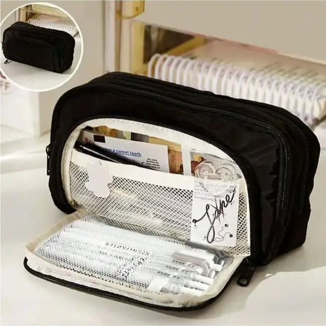 Kawaii – trousse à crayons multicouche de grande capacité, sac à crayons pour étudiants, boîte de fournitures de papeterie scolaire et sac de rangement de maquillage