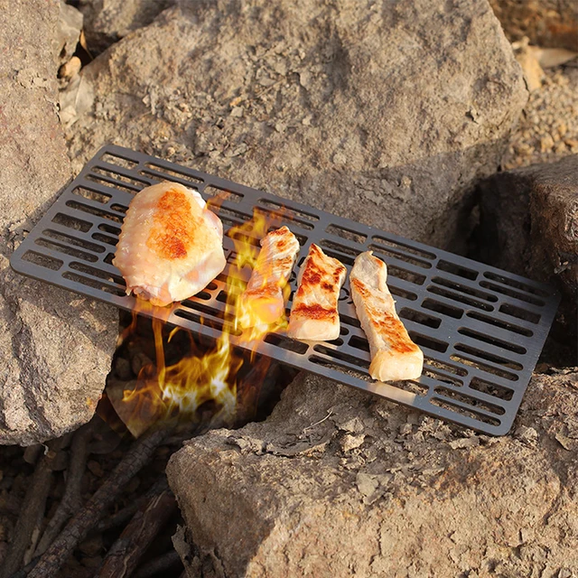 Grillezés Hálószőnyeg Rozsdamentes Acél Grill Tartókonzol Grillhálózat Kültéri Kemping Piknik Túrázás Húsa Garnélarák Zöldség - Image 3