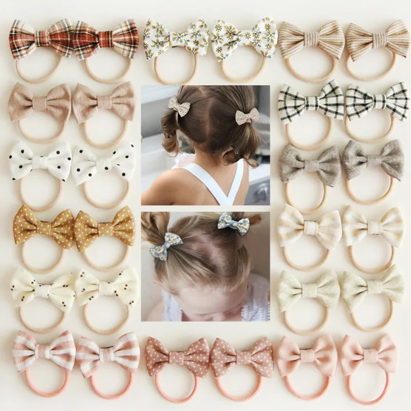 10Pcs/Lot Elastic Hair Bow for Children, Children's Headwear Hair Accessories for girls, Cute Hair ties, Lovely Hair Rope