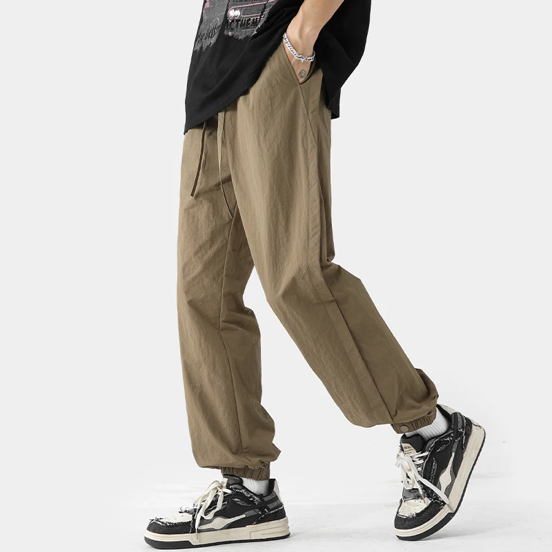 

Summer Thin Solid Color Men Oversized Sweatpants Dopamine Man Cargo Pants Korean Summer Thin Quick Drying Pants Male Trousers