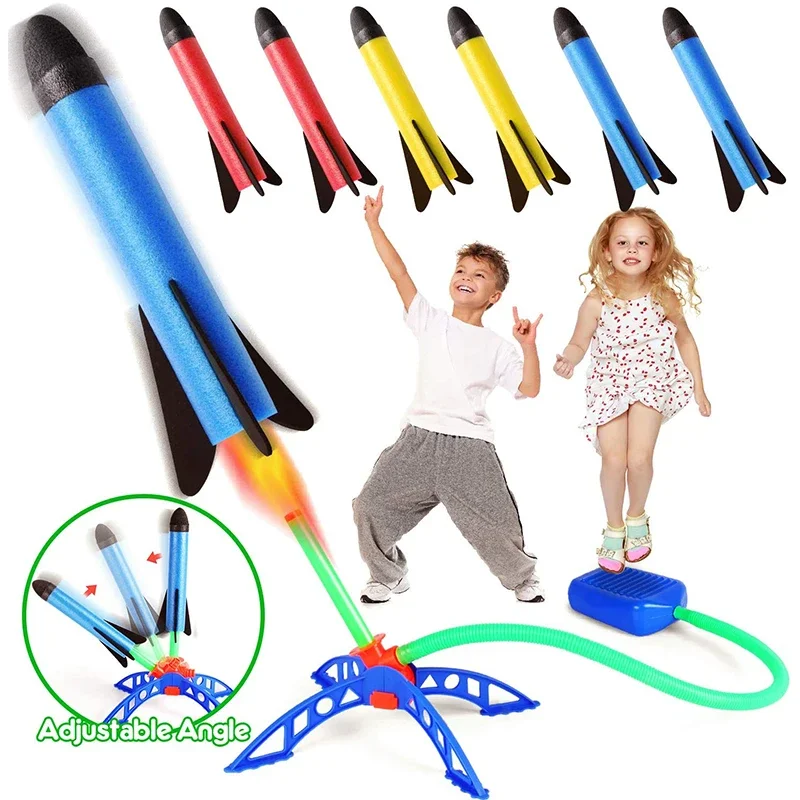Kids Outdoor Rocket Foot Pump Outdoor Air Pressing Soaring Rocket Suit Jumps Air Powered Rocket Launcher Game Children Toy Gifts - Bilde 2