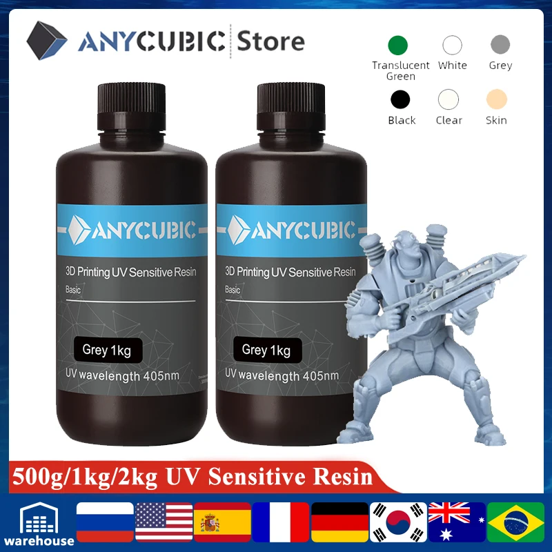 Resina 3D Mejorada Estándar ANYCUBIC, Resina de Curado UV SLA de