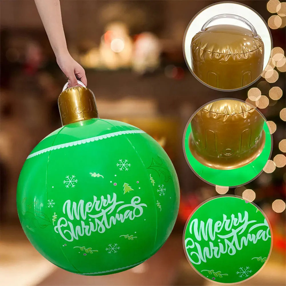 24 Inch Giant Inflatable Christmas Ball Large Outdoor Decorated Ball Outdoor Christmas Decorations Christmas Decorations Ball