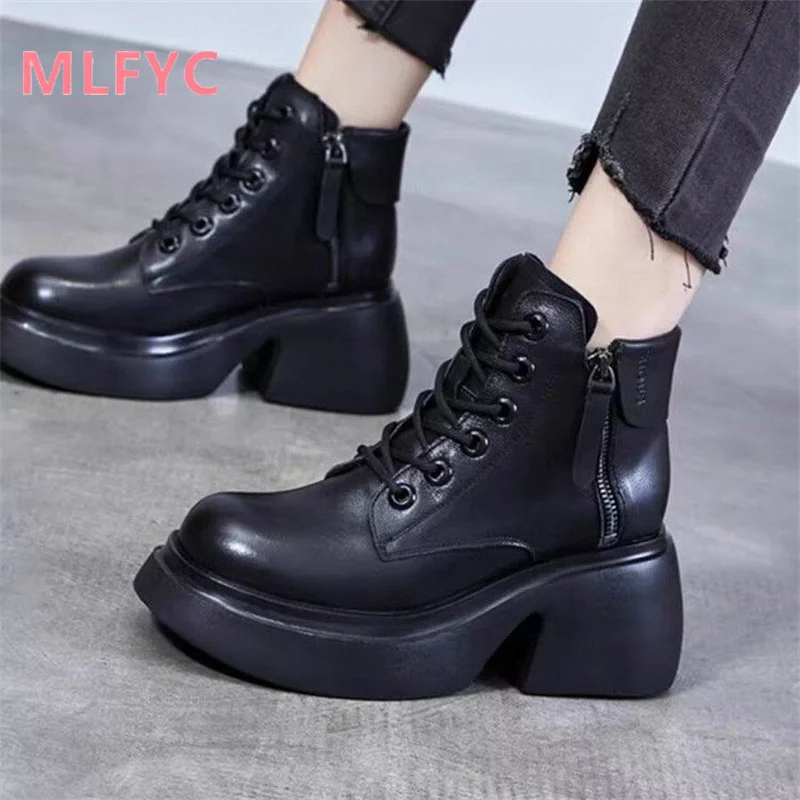 Winter New Thick Sole Boots for Women Fashion Versatile Retro Thick Heel Mid Sleeve Short Boots for female Casual Simple Boots