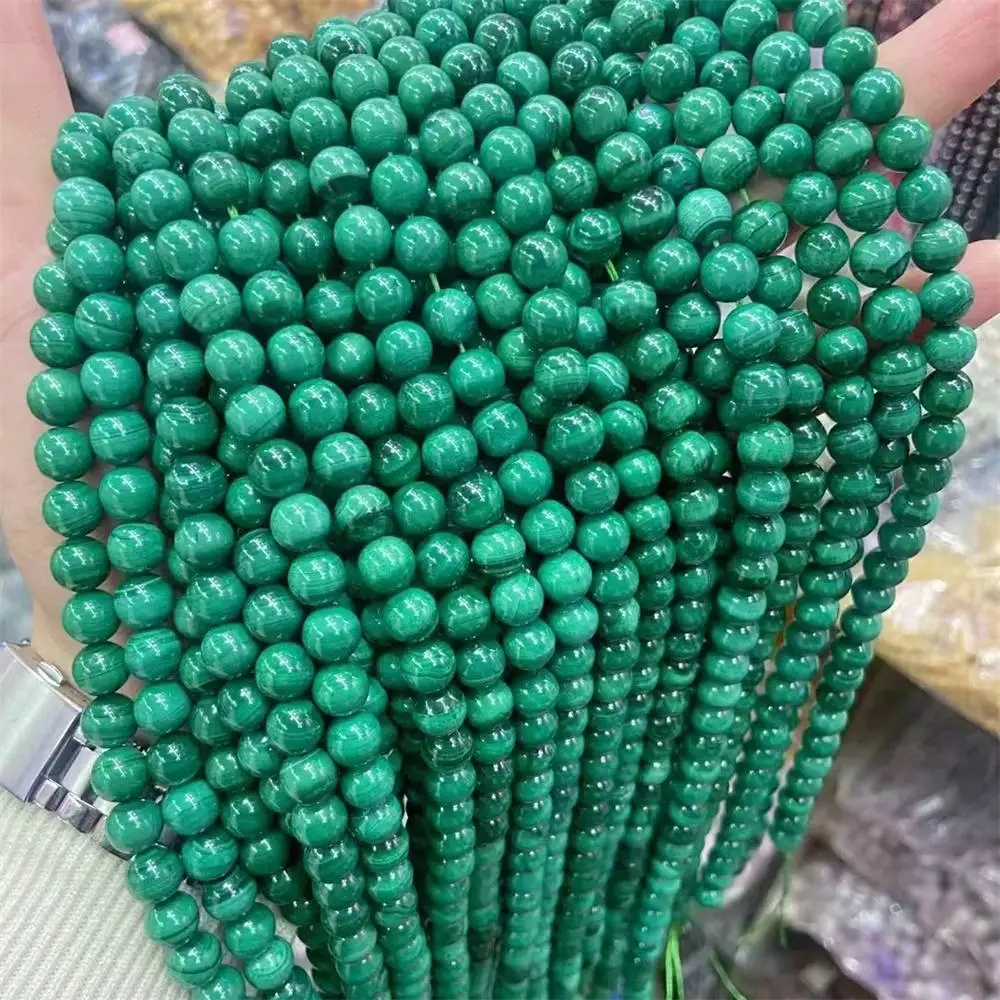 Natural Green Malachite Smooth Round Beads Stone 6 8 10mm Green Smooth Charm Beads Gem Stone For DIY Bracelet Jewelry Making