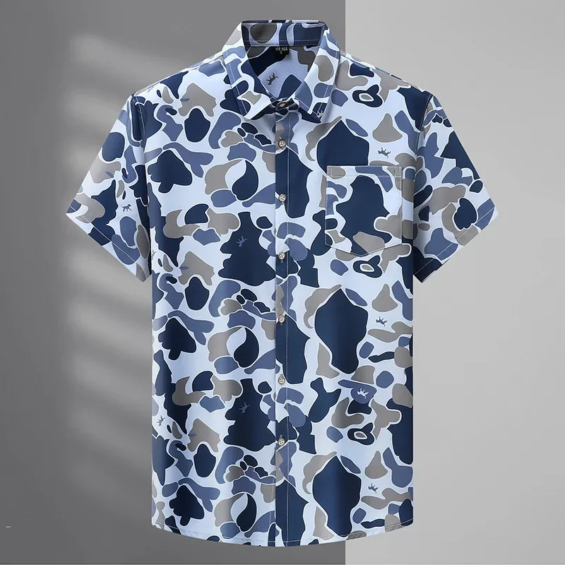 

New Arrival Suepr Large Short Sleeved Men's Summer Fashion Casual Loose Fitting Thin Men's Floral Shirt Plus Size L-5XL 6XL 7XL