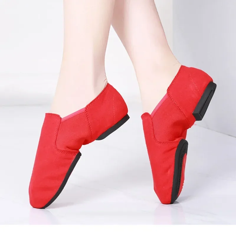 Dance Shoes Female Canvas Soft Rubber Suede Bottom Lace Free Low-cut Salsa Jazz Dance Shoes