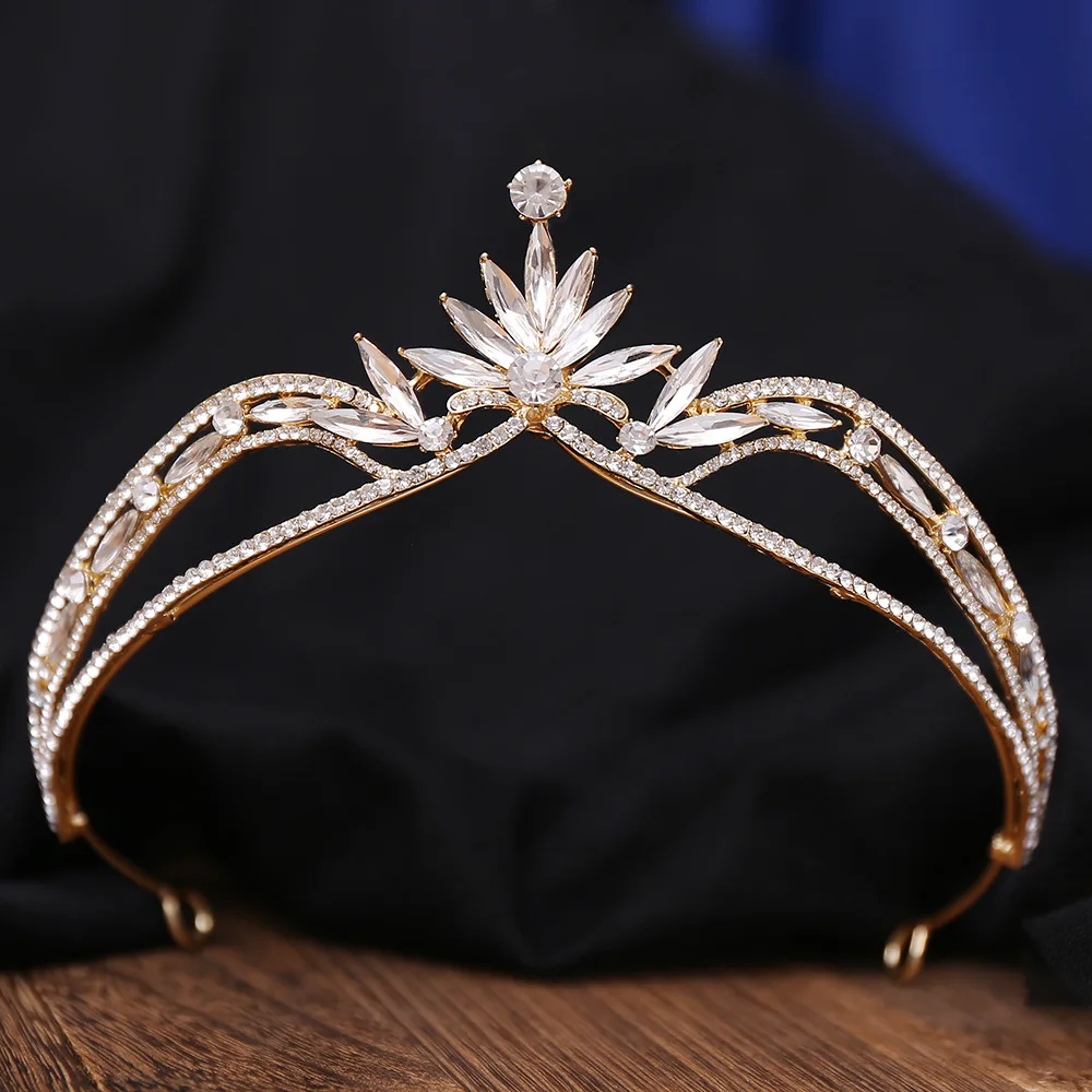 DIEZI 6 Colors Blue Crystal Flower Tiara Crown for Women Girls Wedding Party Bridal Queen Hair Accessories jewelry accessories,hair accessory,hair headdress,bridal headwear,hair band crown