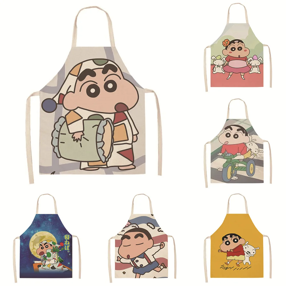 

Кавайный симпатичный аниме карандаш Shin-Chan, фартук без рукавов с защитой от загрязнений, рабочая одежда, домашняя одежда для уборки кухни, подарок для девушки